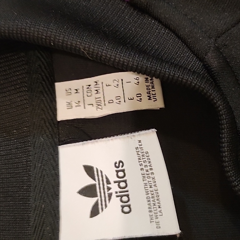 Adidas track jacket,Size Medium, Black with purple strips - Picture 2 of 5